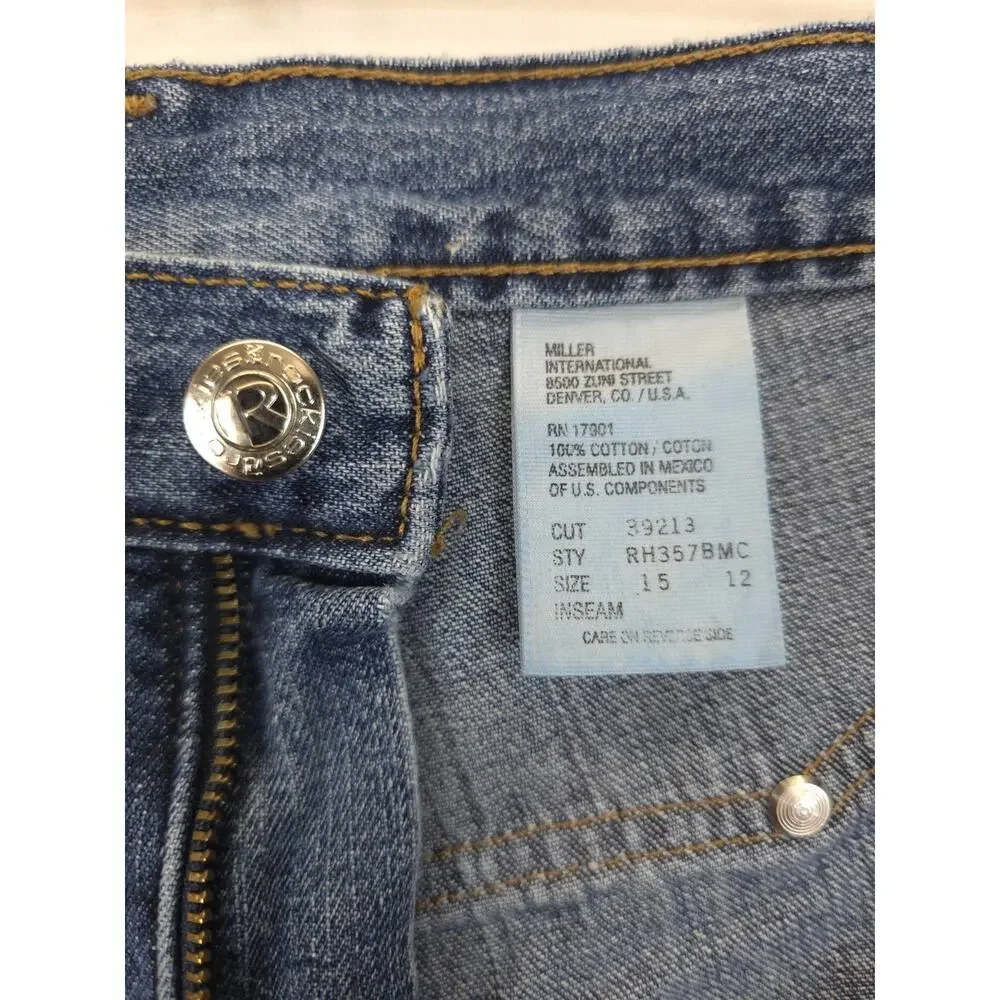 Rockies Denim Capri Bareback High Rise Front Pockets‎ Women 15 Blue Jeans Vtg